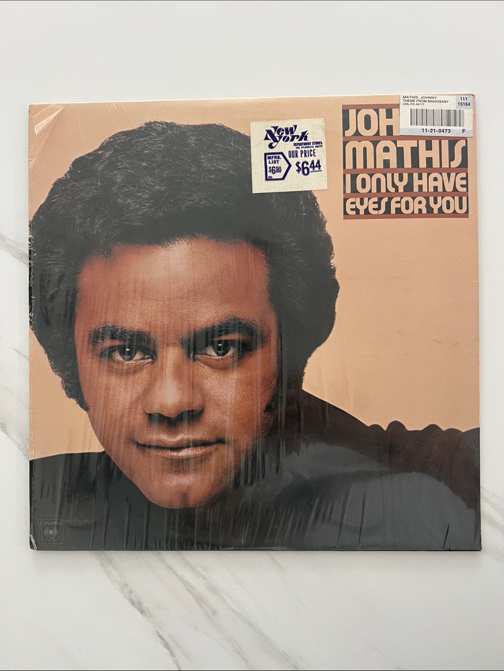 John Mathis "I Only Have Eyes For You" Vinyl - Peach & Black Cover